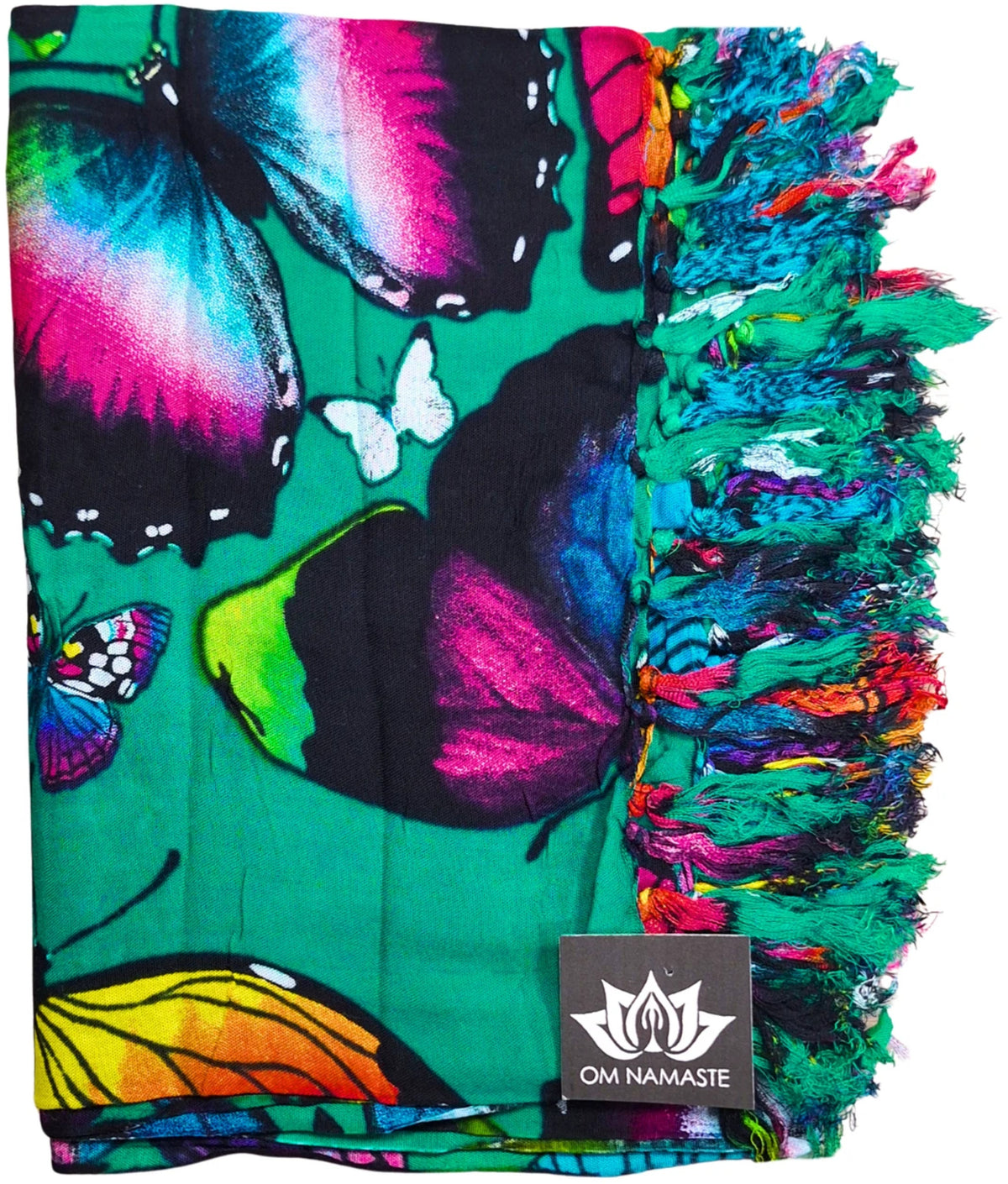 Om Namaste Sarong - 669 - Vlinders op groen