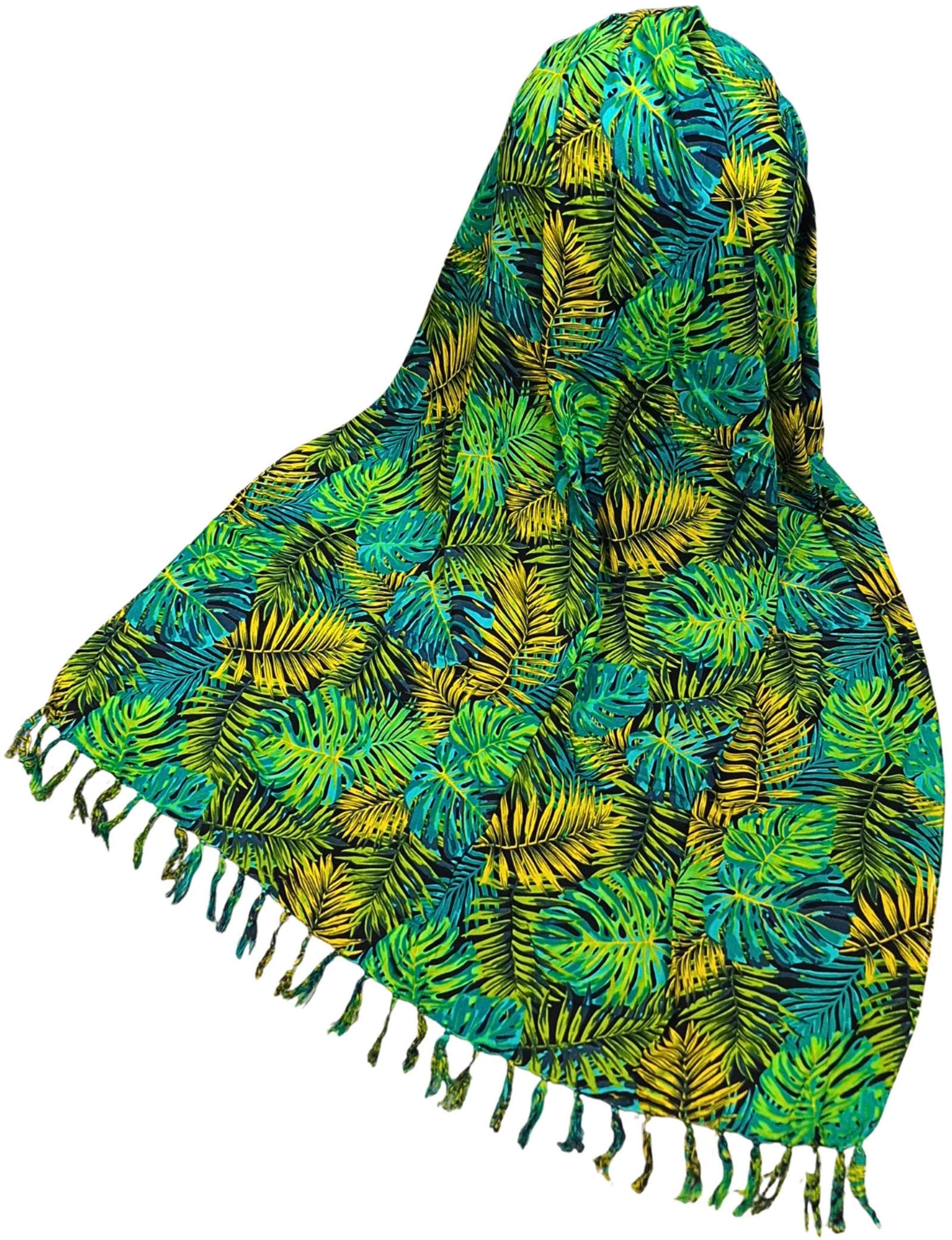 Om Namaste Sarong - 672 - Tropische bladeren - Groen en geel