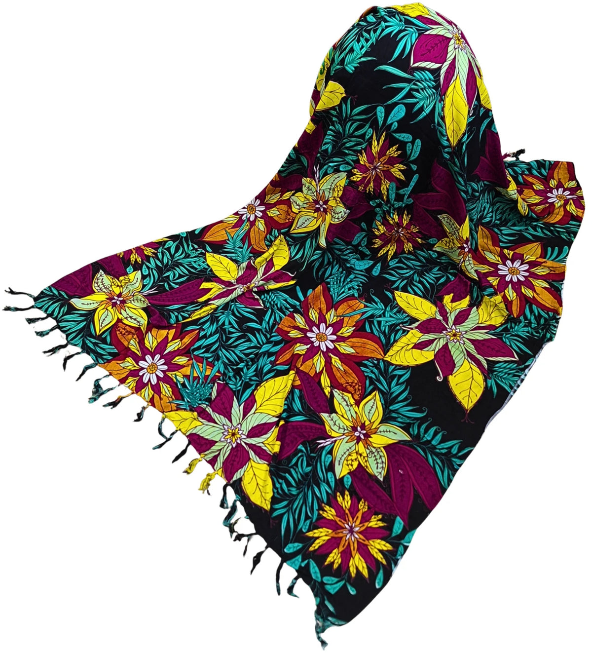 Om Namaste Sarong - 673 - Bloemen motieven - Roze, geel, rood