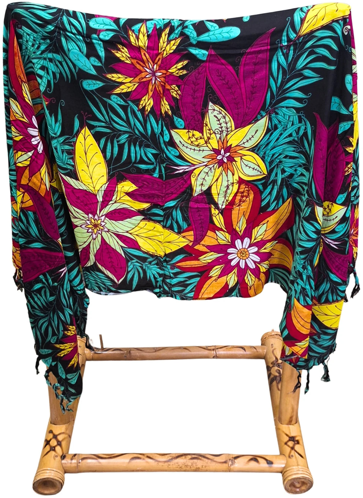 Om Namaste Sarong - 673 - Bloemen motieven - Roze, geel, rood