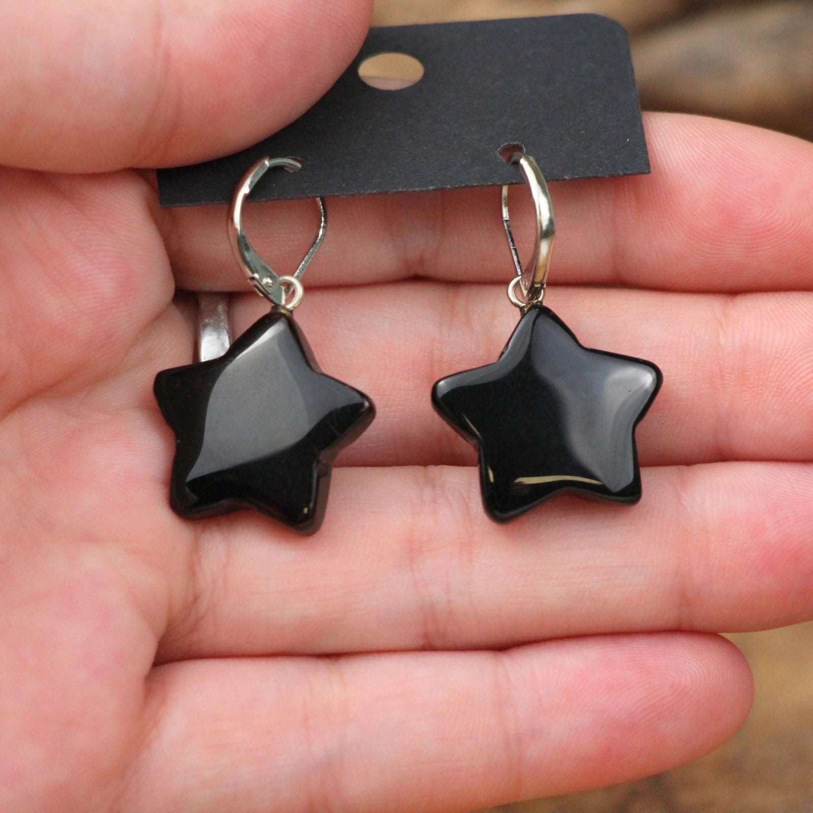 Onyx ster oorbellen - fashion jewelry