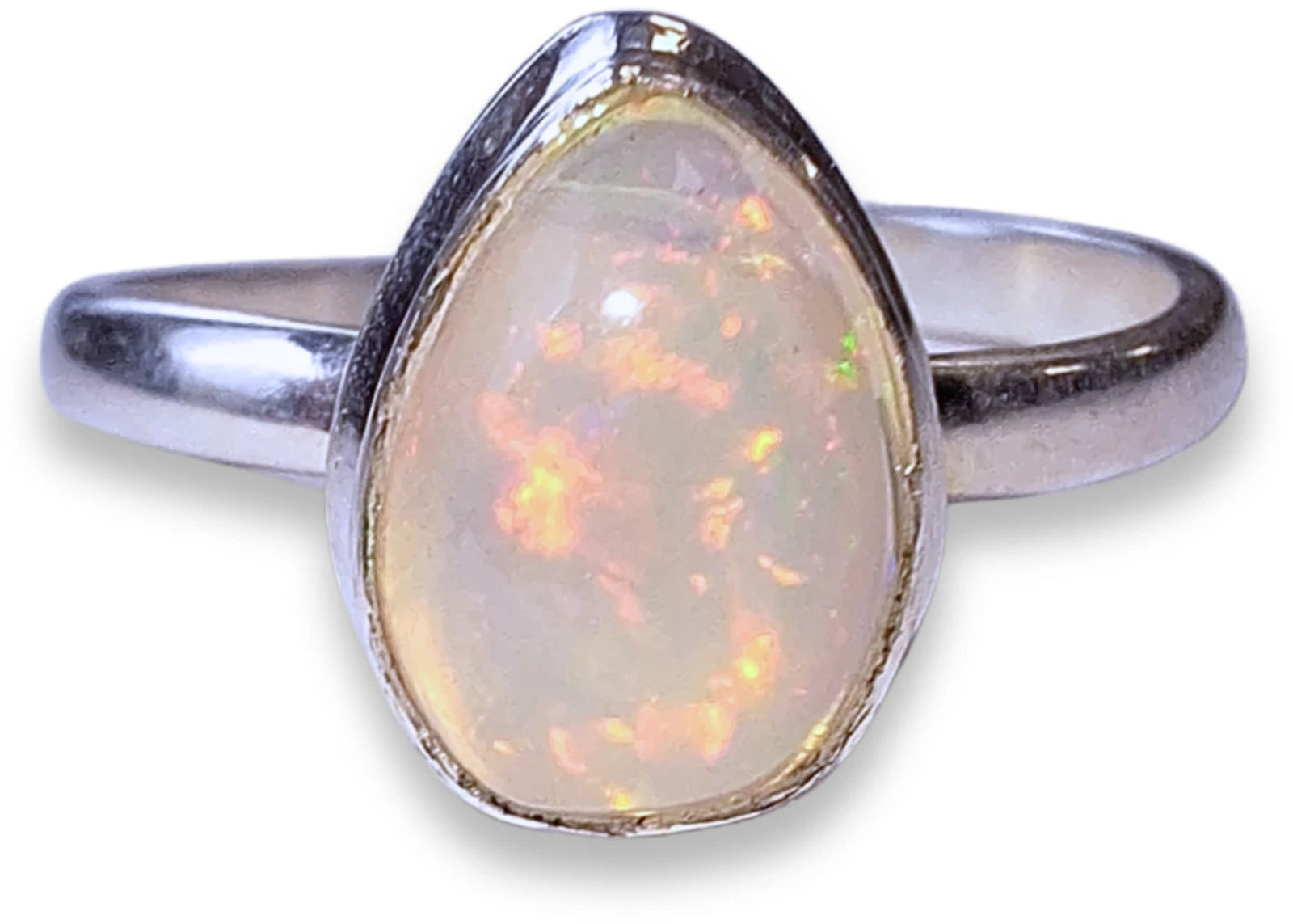 Opaal ring zilver druppel (verstelbaar)