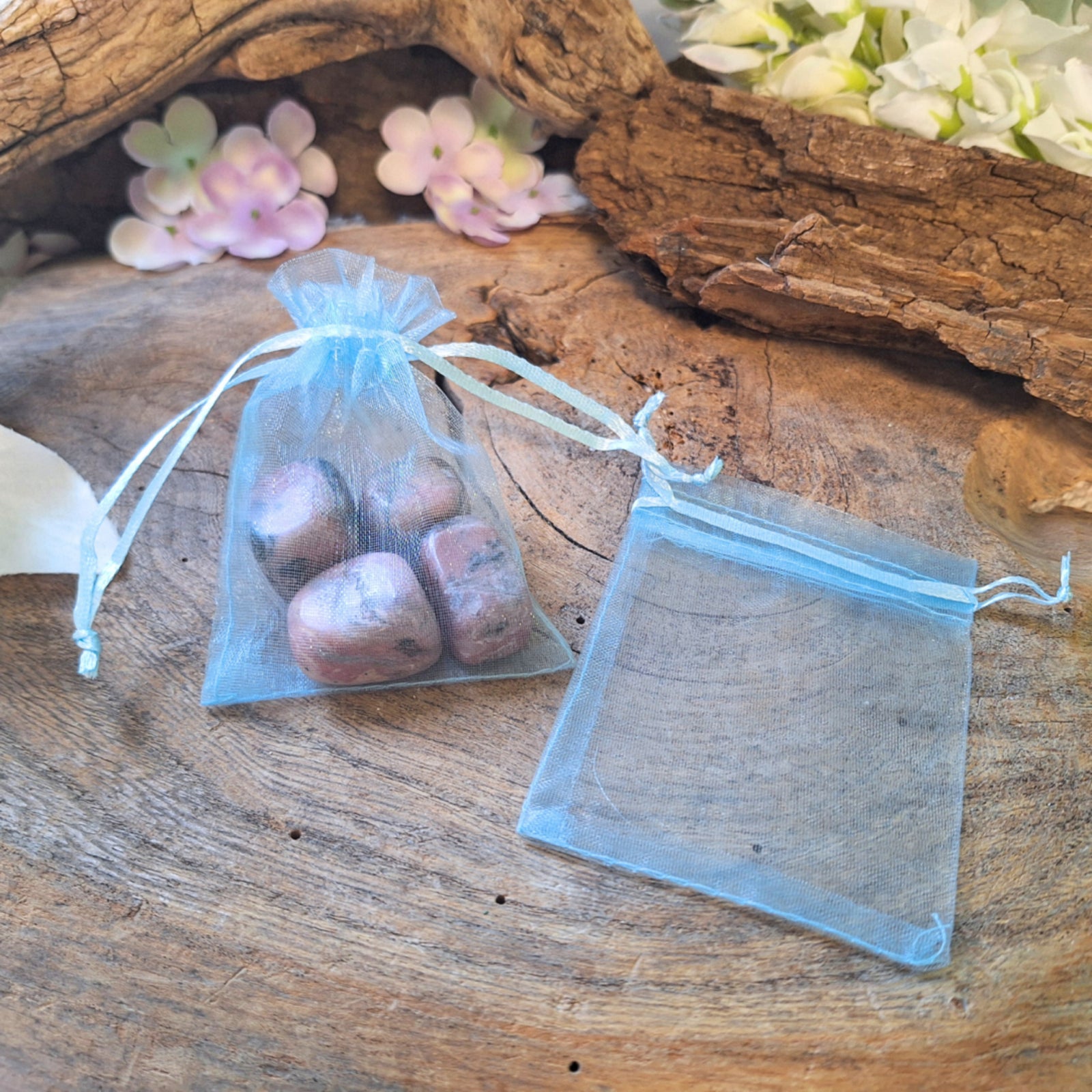Organza buidels 7x9 - 10 stuks blauw licht