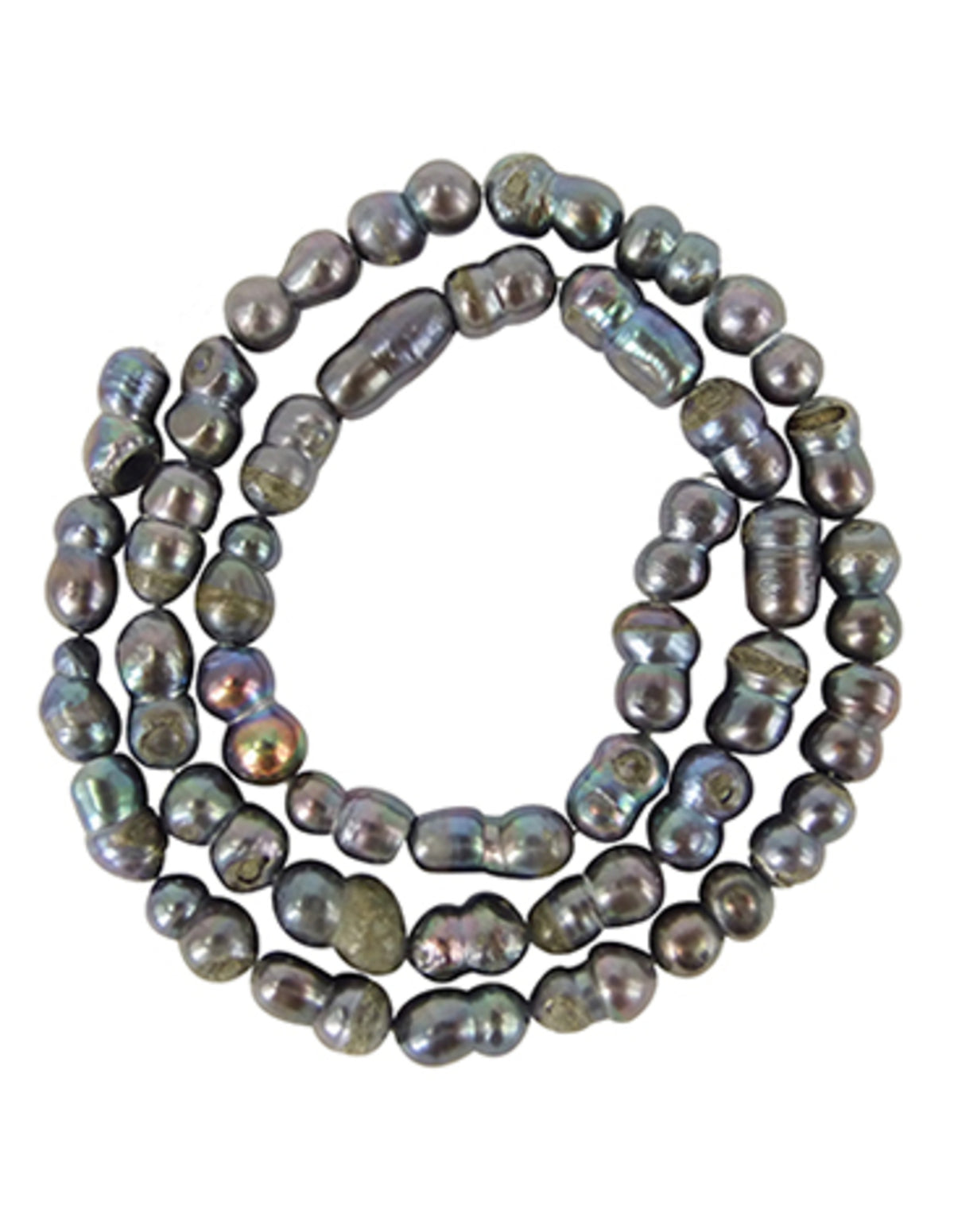 Parel grijs kralen streng dubbel 6 mm (bijgekleurd)