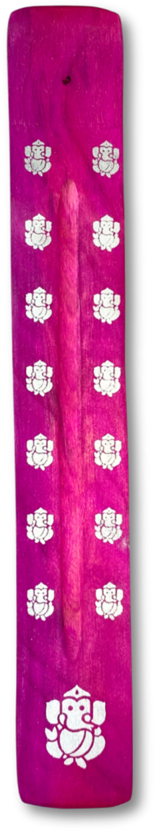 Plankje hout Ganesha - roze - wierook houder