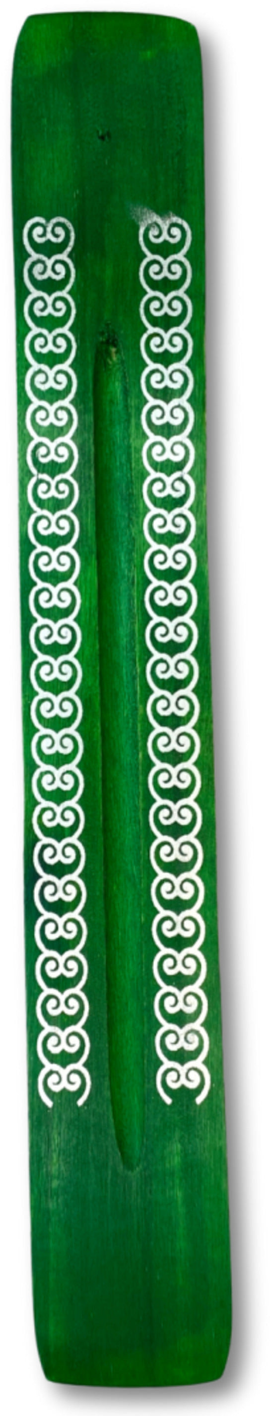 Plankje hout Sierlijke Motieven - groen - wierook houder