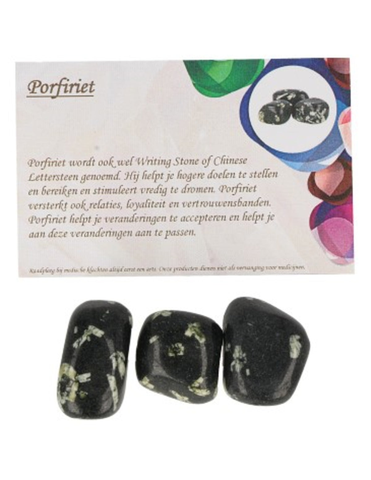 Porfiriet 50 gr. trommelstenen (mt3) met info