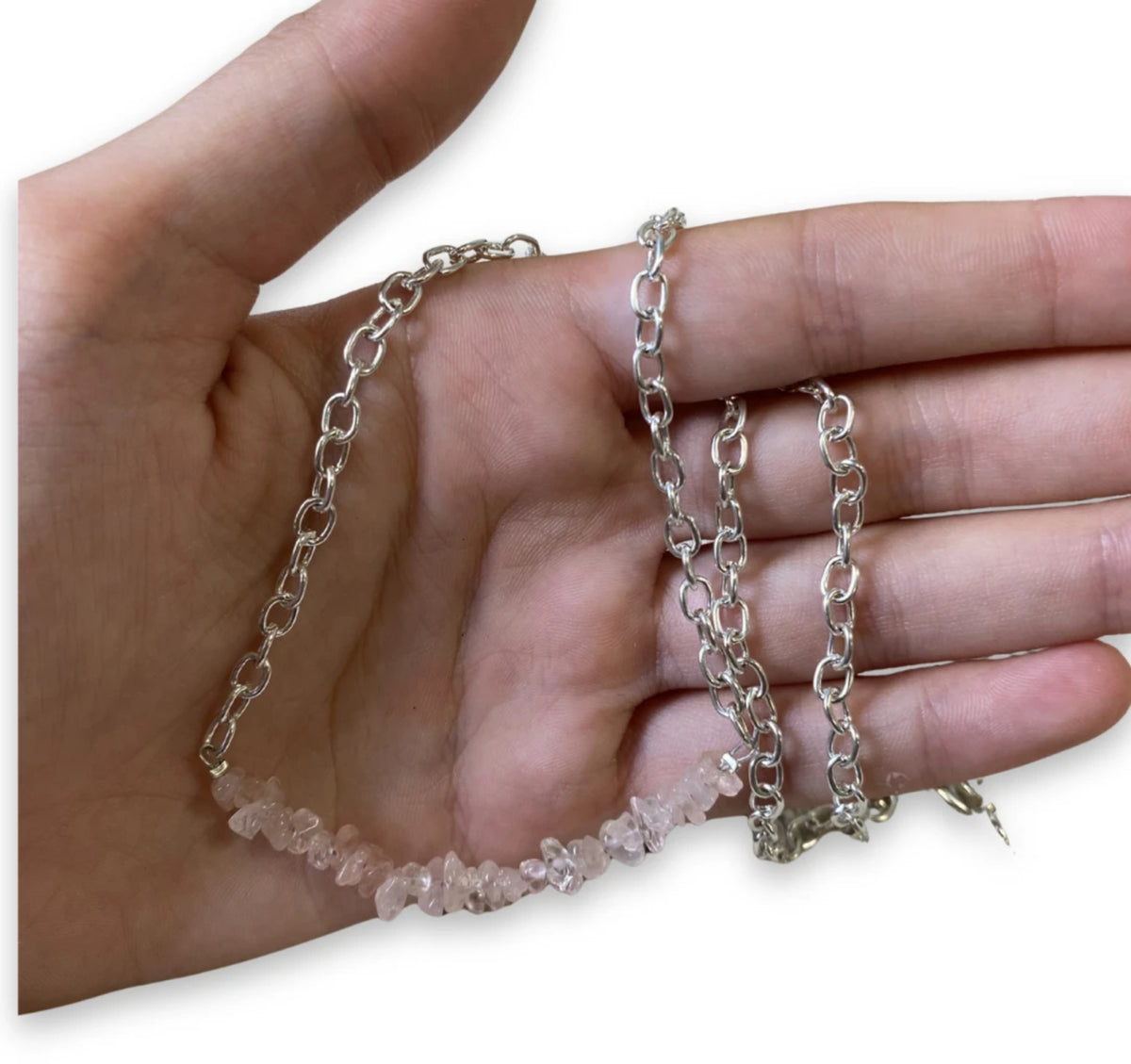 Roze kwarts bar ketting