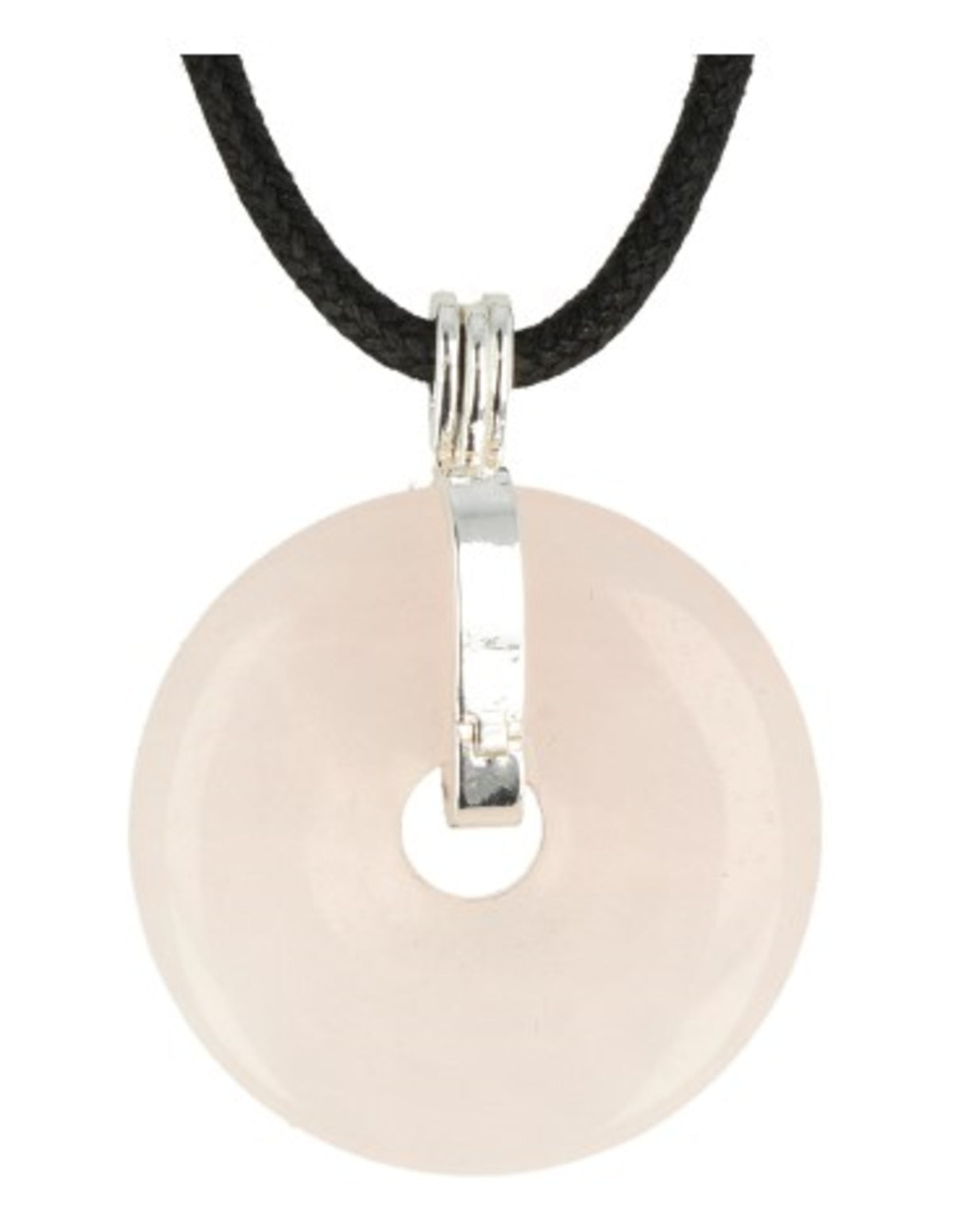 Roze kwarts donuthanger 30 mm aan koord