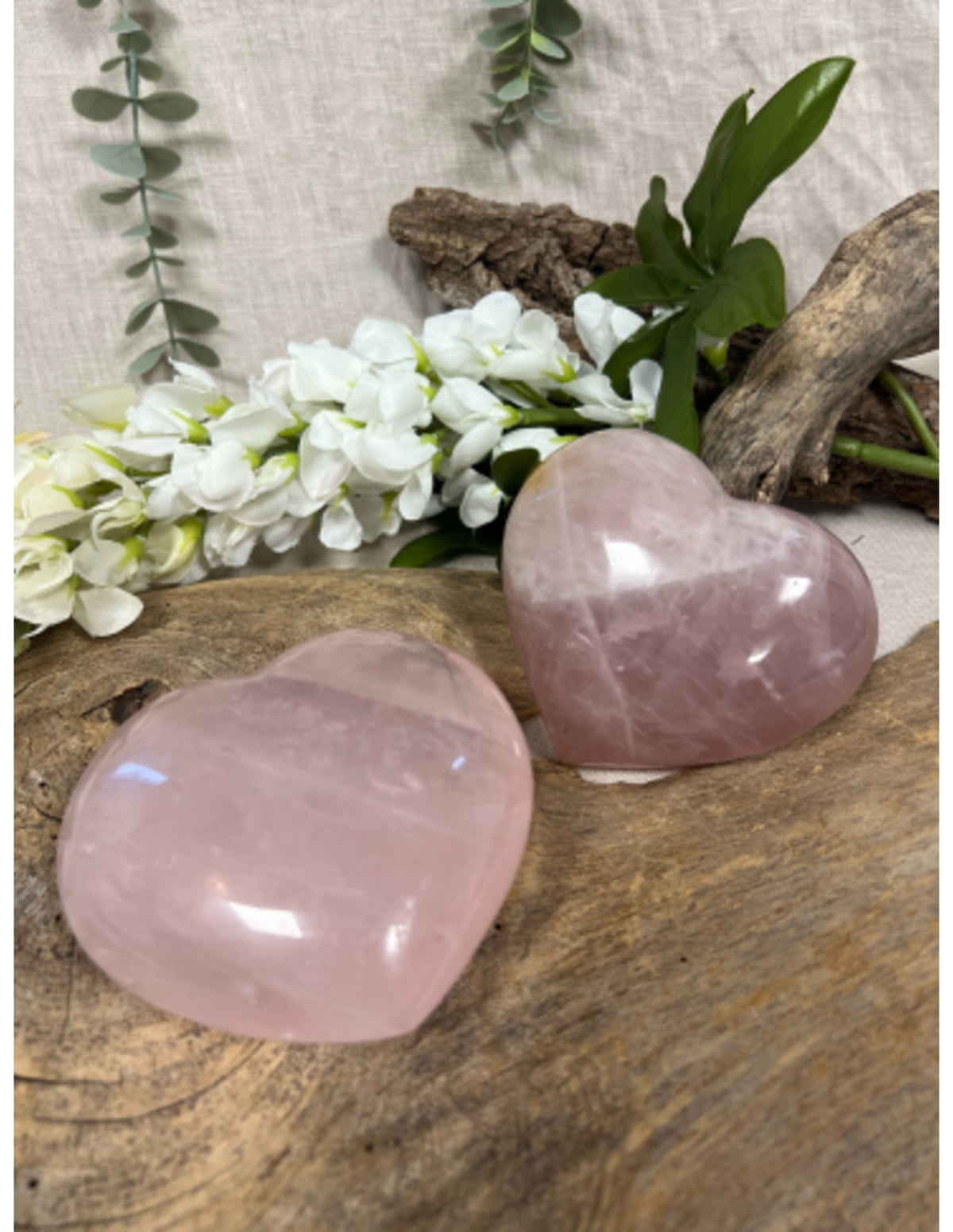 Roze kwarts edelsteen hart 600-700 gram