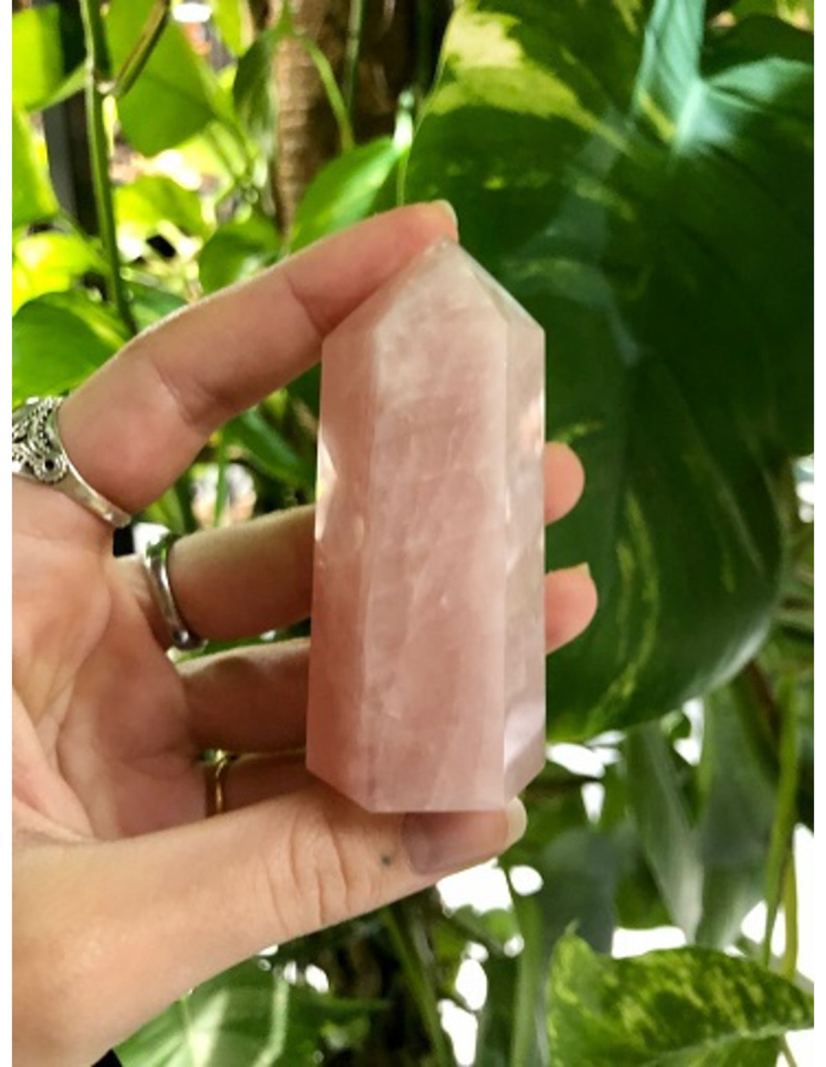 Roze kwarts edelsteen punt 7-8 cm
