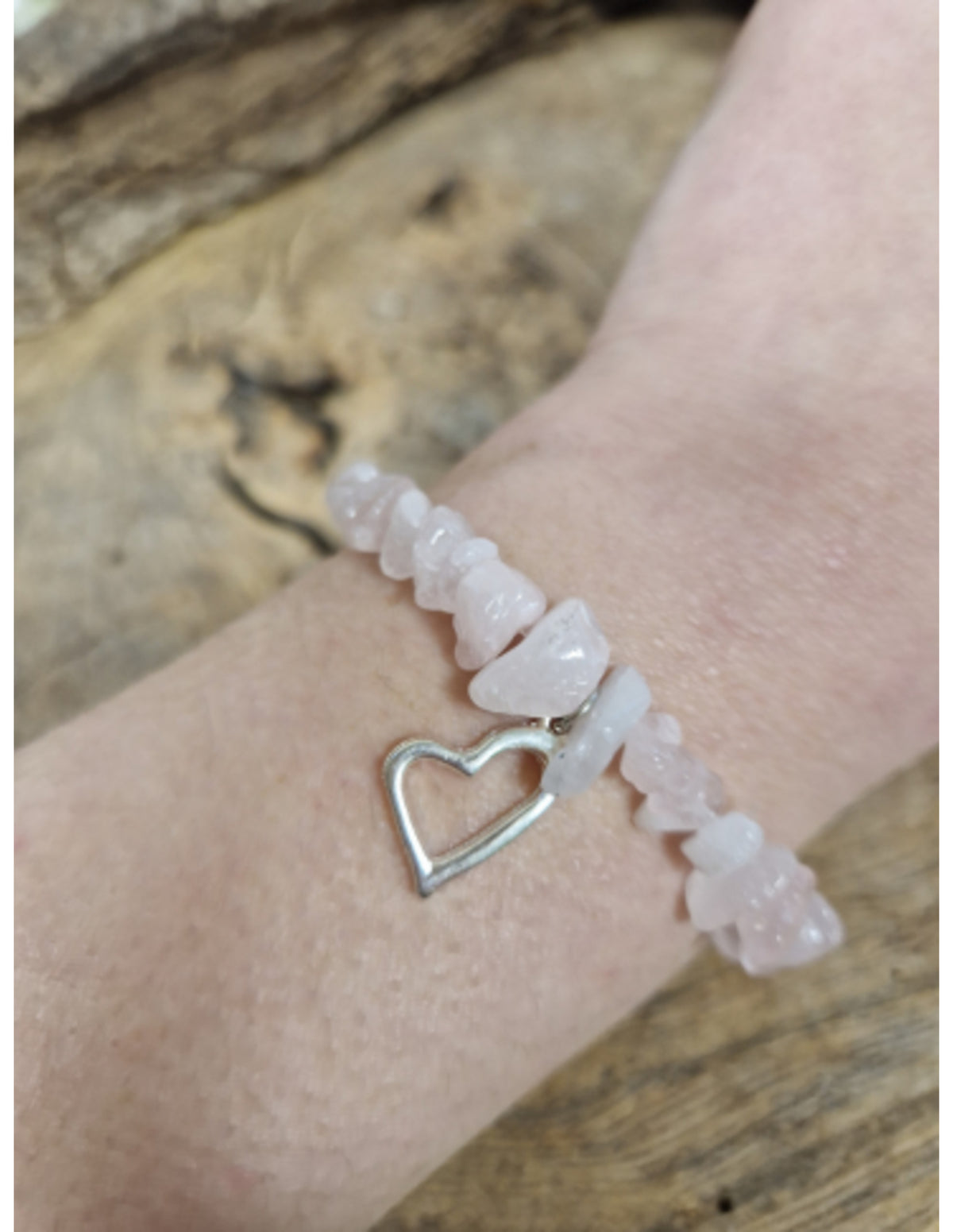 Roze kwarts hart splitarmband
