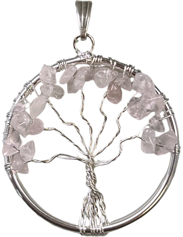 Roze kwarts levensboom Edelsteen Hanger 30 mm