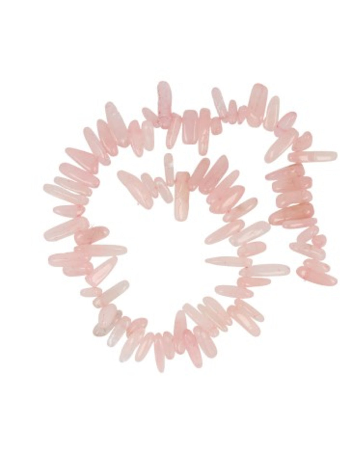 Roze kwarts longdrop kralen streng