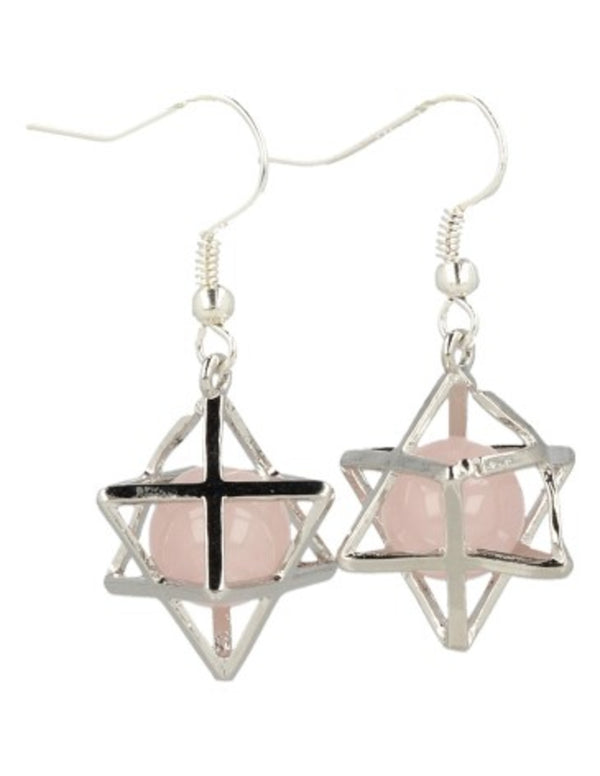 Roze kwarts edelsteen oorbellen merkabah