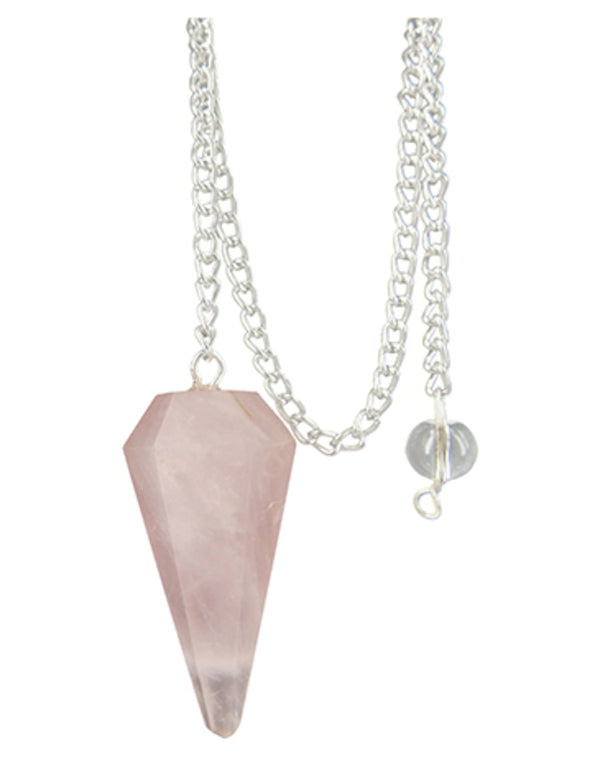 Roze kwarts edelsteen pendel facet