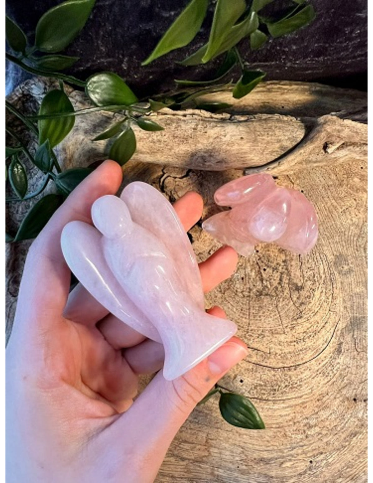 Roze kwarts staande engel 70 mm