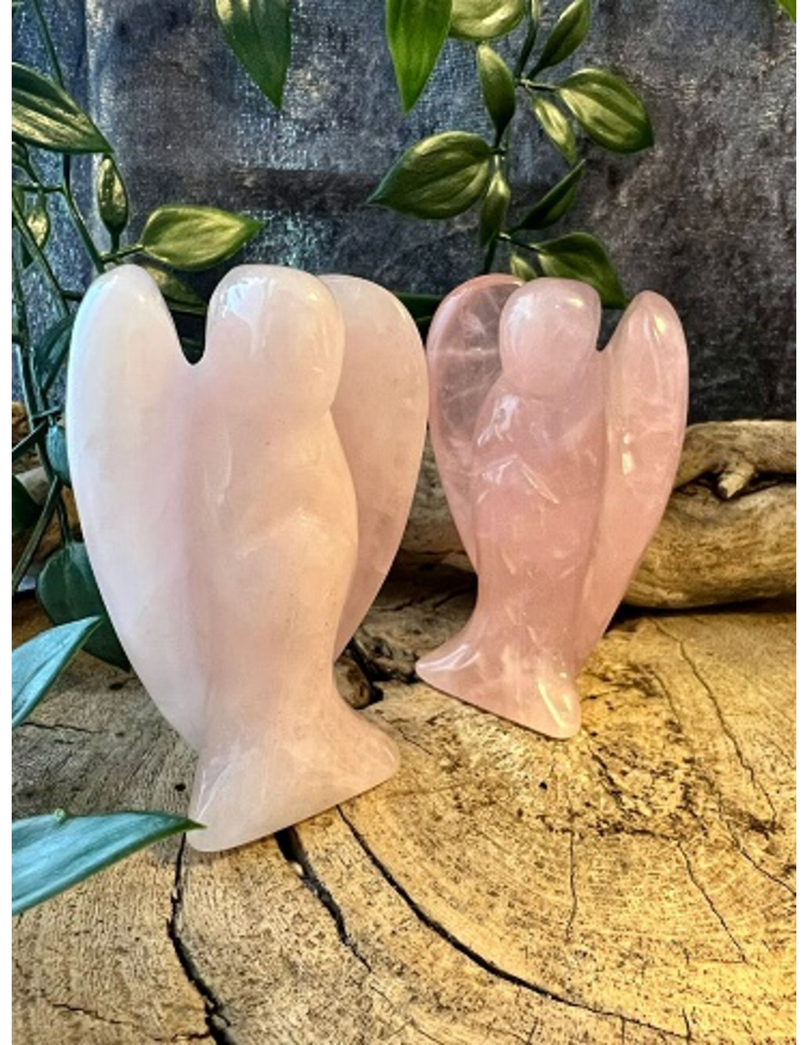 Roze kwarts staande engel 70 mm