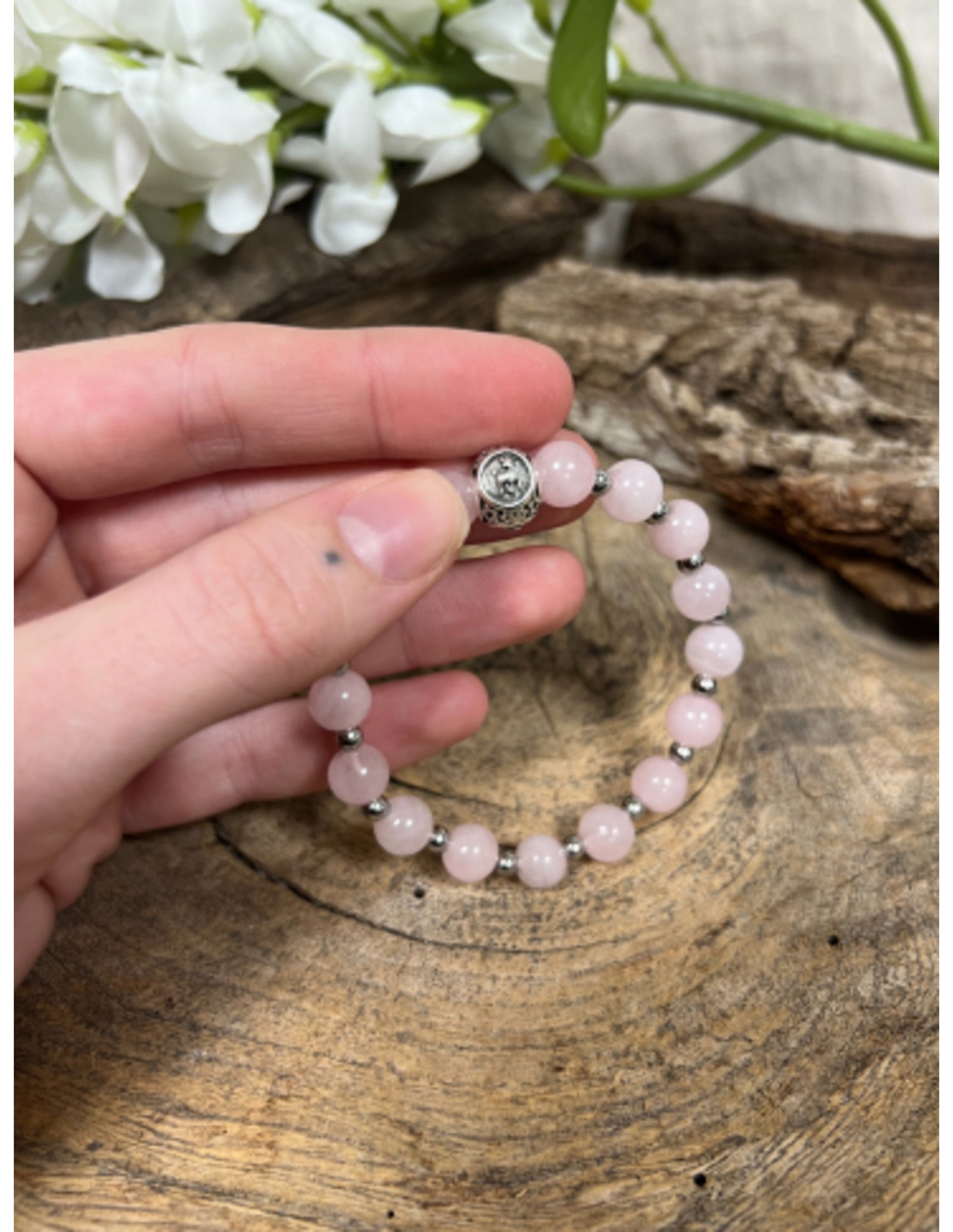 Roze kwarts sterrenbeeld armband - Stier