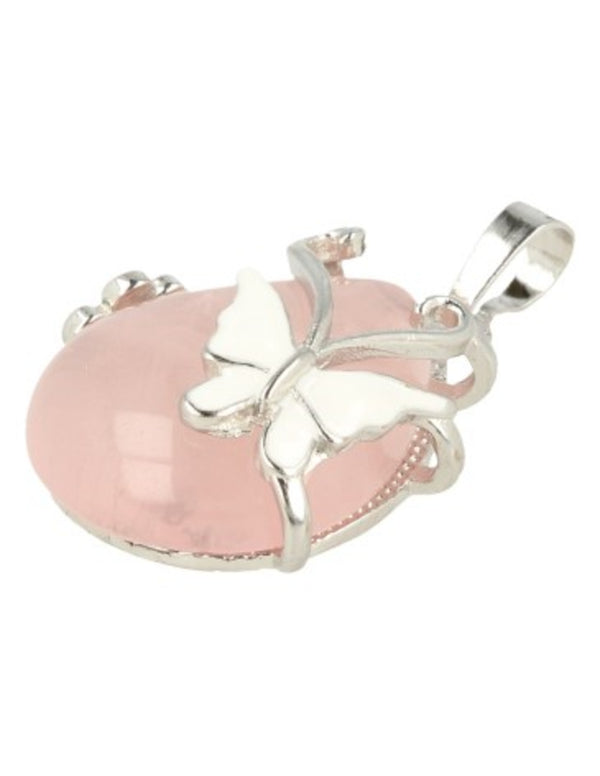 Roze kwarts vlinder druppel Edelsteen Hanger