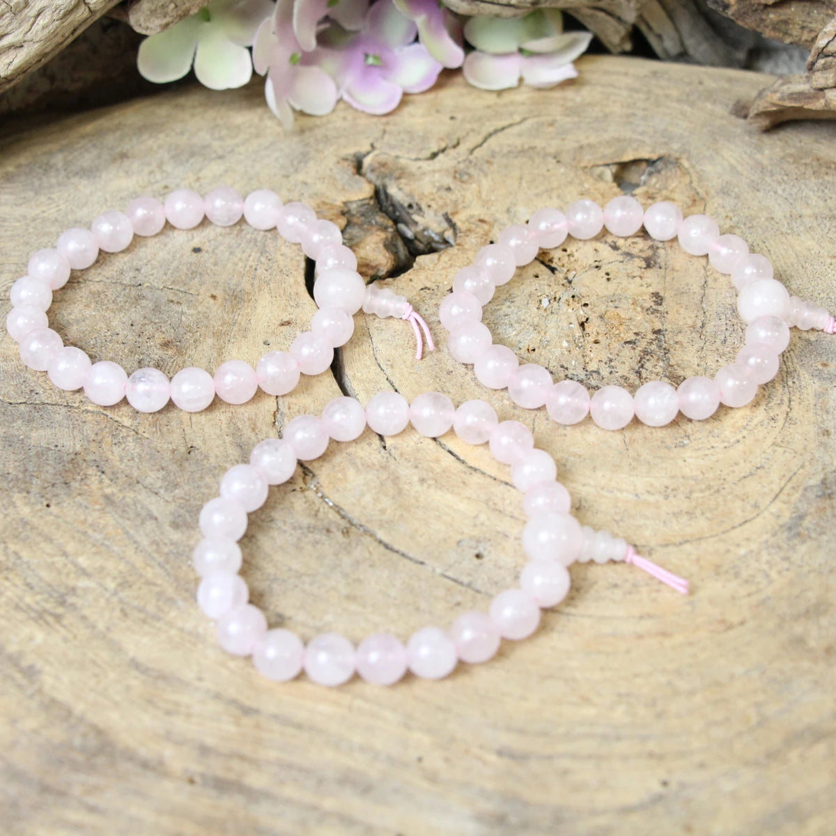 Rozenkwarts powerbead armband