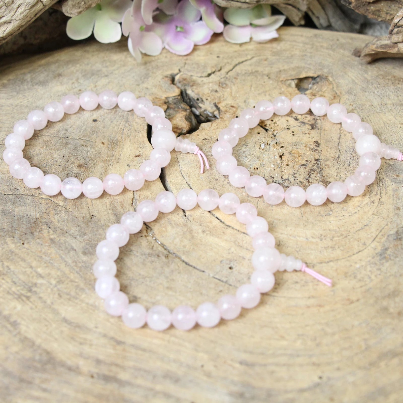 Rozenkwarts powerbead armband
