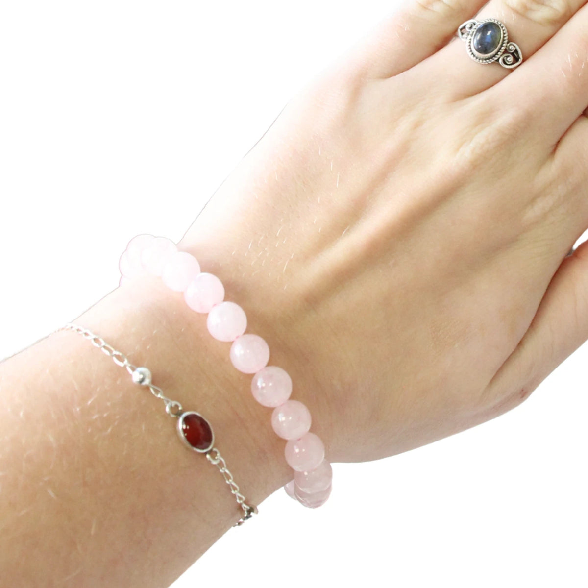 Rozenkwarts powerbead armband
