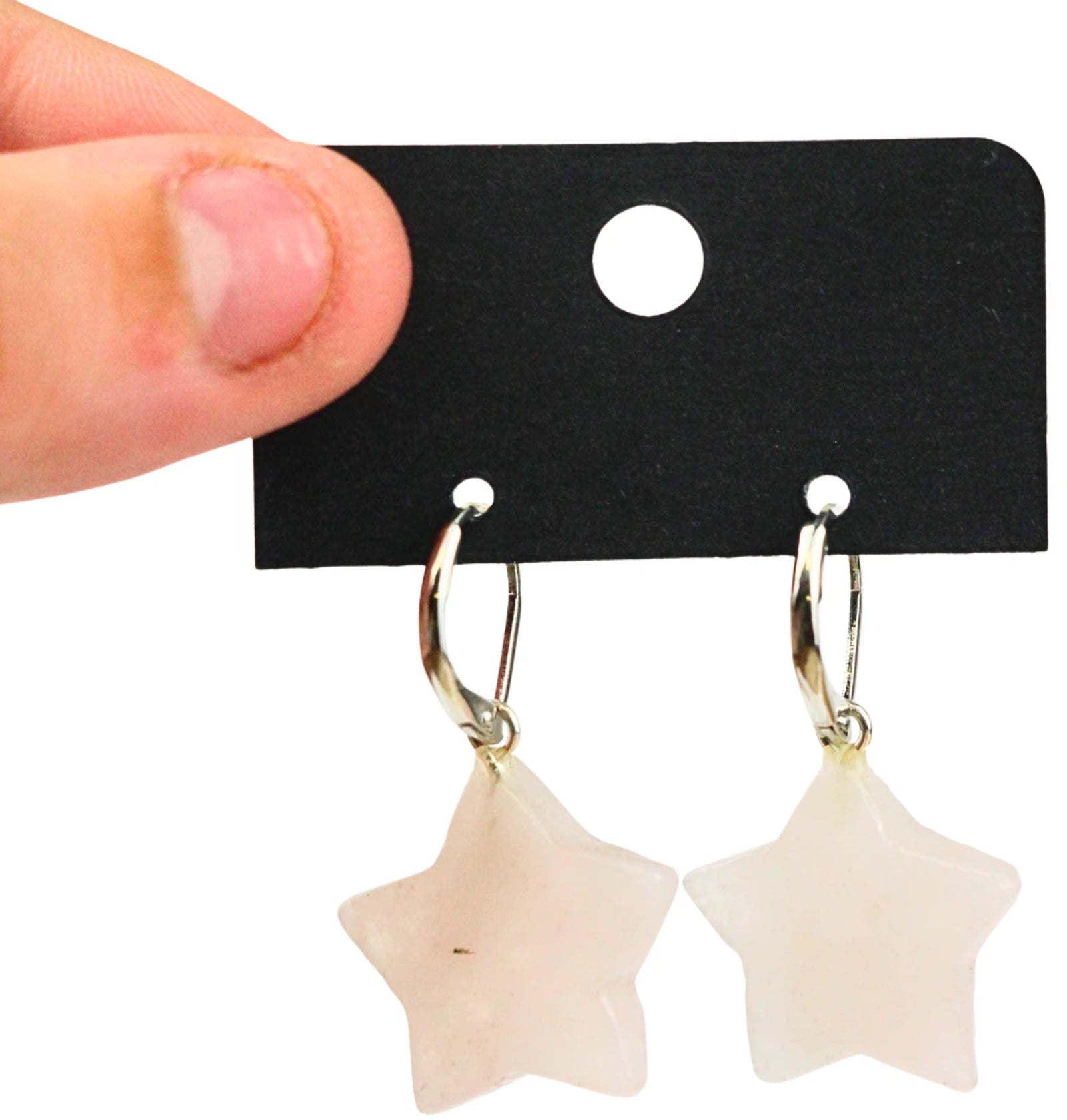 Rozenkwarts ster oorbellen - fashion jewelry
