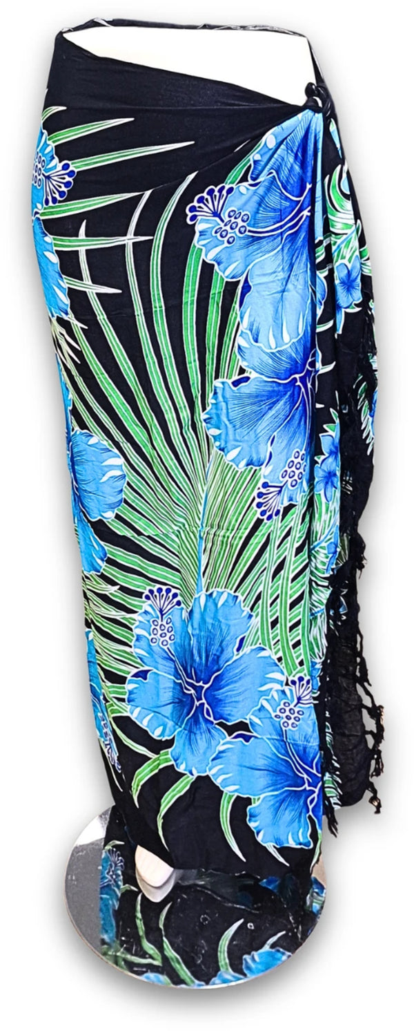 Sarong Bloemen blauw - Pareo Saunadoek Wikkeljurk