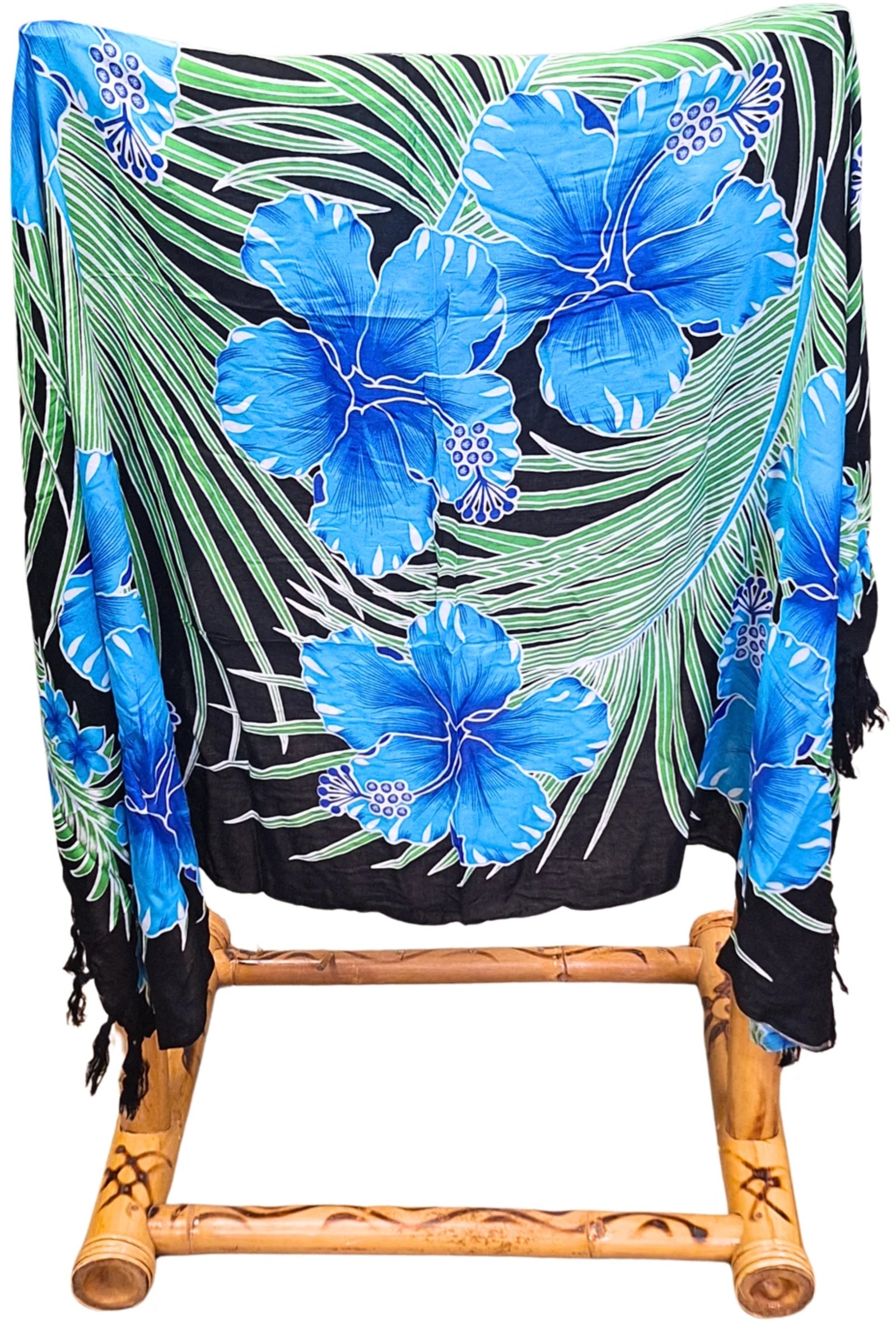 Sarong - 016 - Bloemen blauw van Om Namaste - Pareo Saunadoek Wikkeljurk