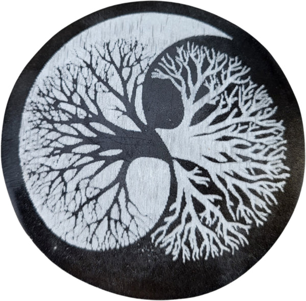 Seleniet oplaadsteen rond levensboom 8 cm Yin/Yang