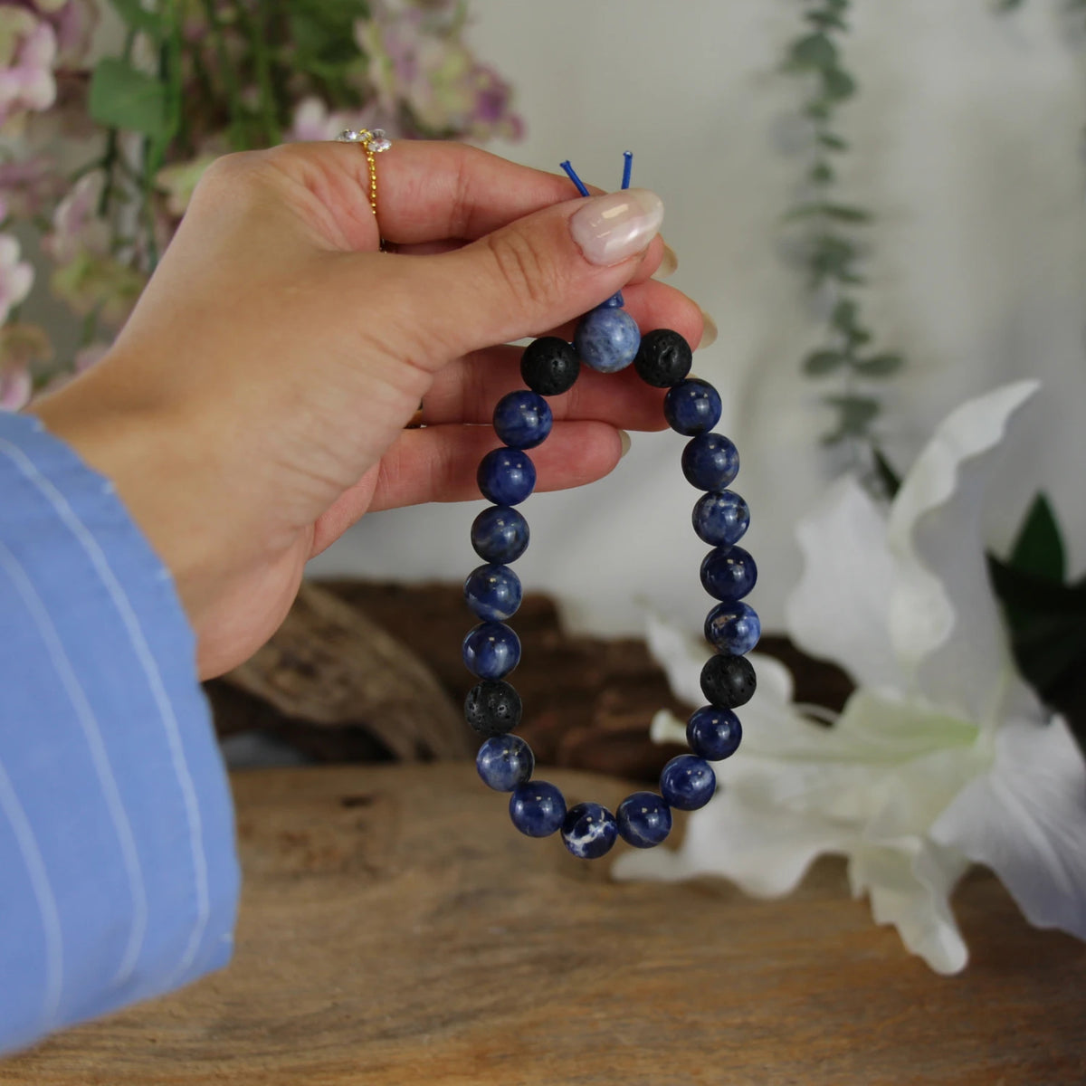 Sodaliet powerbead mannen - extra lange armband