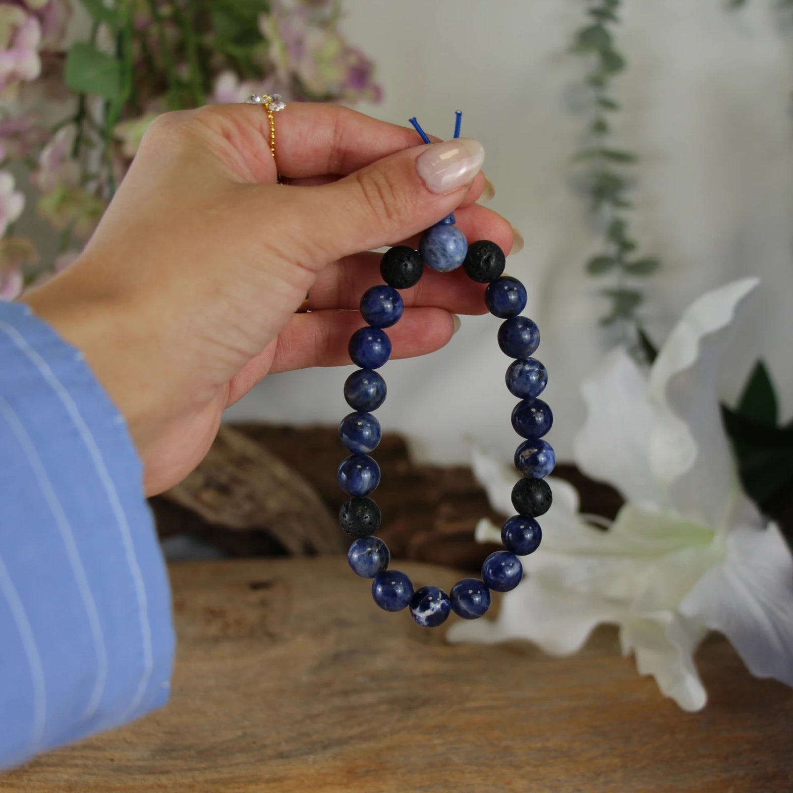 Sodaliet powerbead mannen - extra lange armband