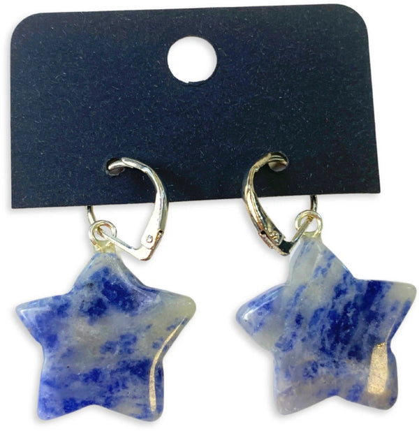 Sodaliet ster edelsteen oorbellen - fashion jewelry