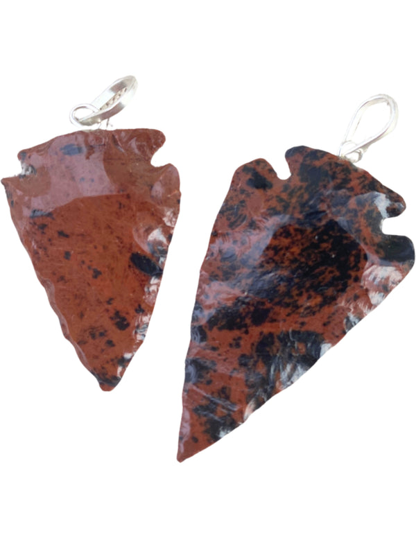 Speerpunt Edelsteen Hanger Obsidiaan Mahonie