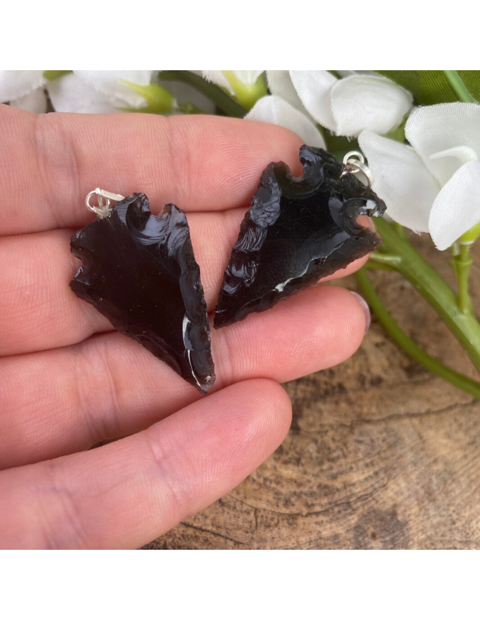 Speerpunt hanger Obsidiaan Zwart