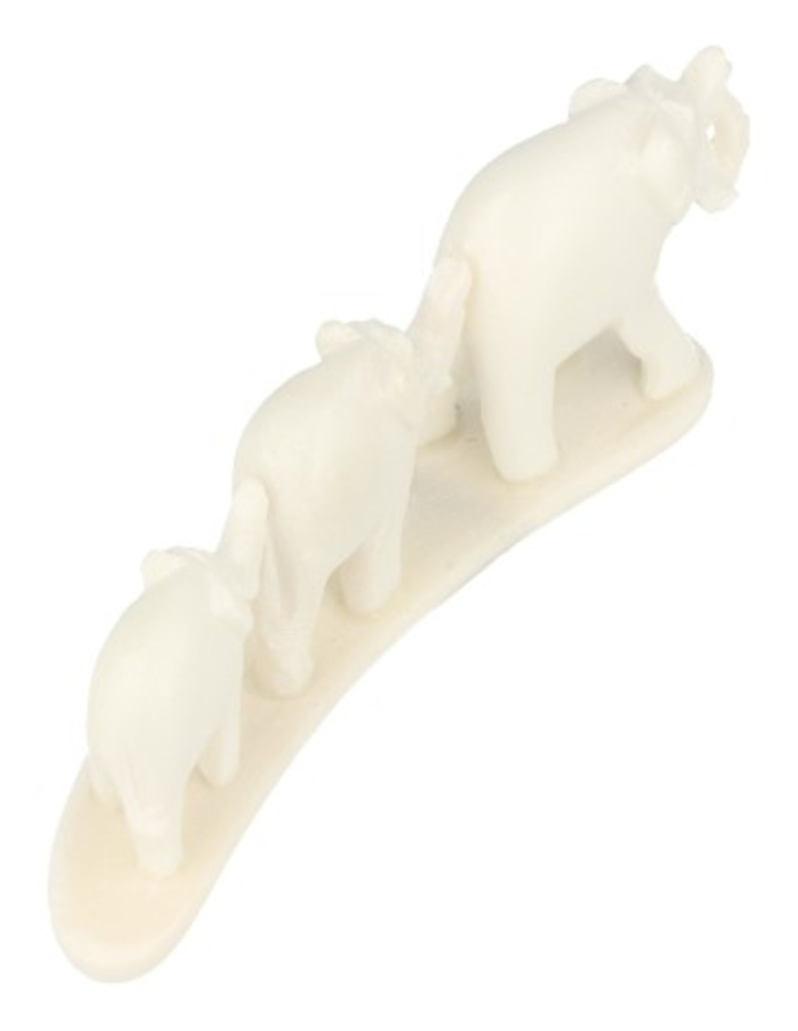 Speksteen 3 olifanten op strip 11,5 cm wit