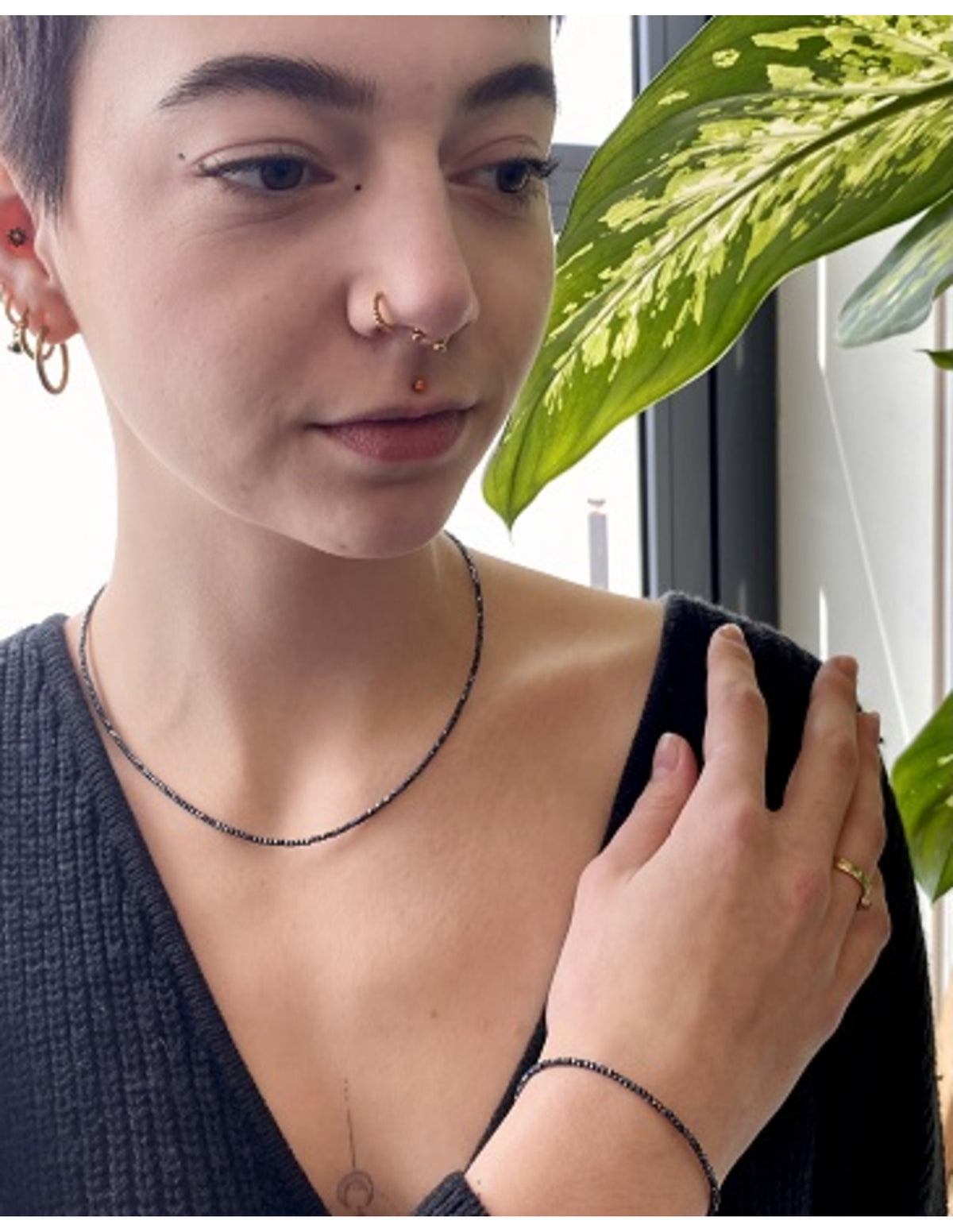Spinel zwart met coating summer vibes ketting