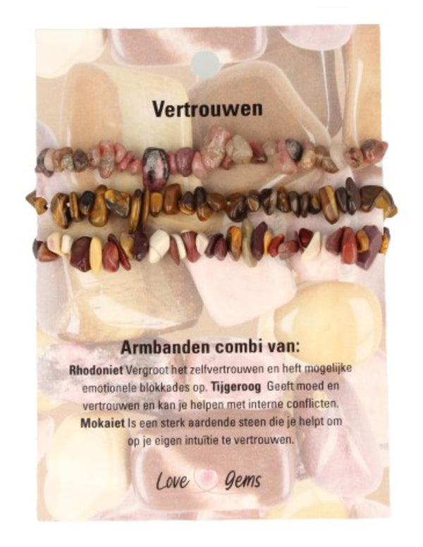 edelsteen splitarmband combi Vertrouwen