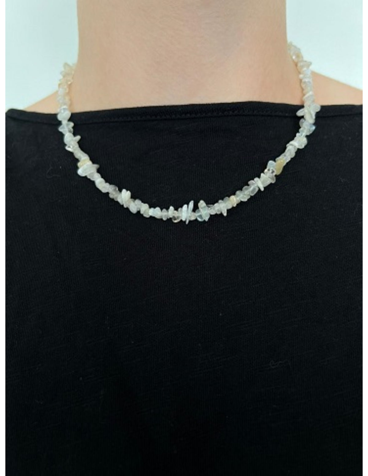 Splitketting Maansteen wit smal
