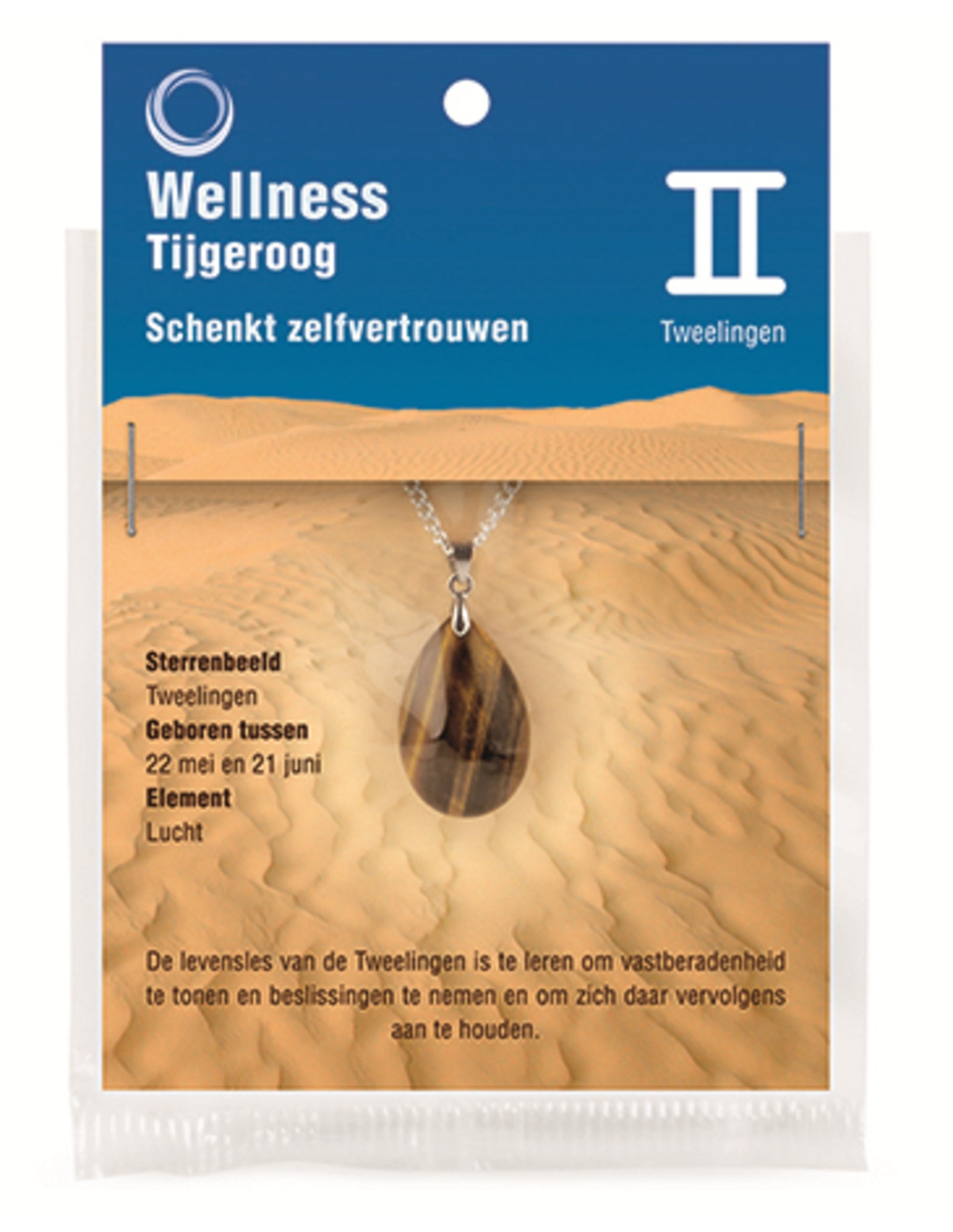 Sterrenbeeld hanger Tweelingen (Tijgeroog)