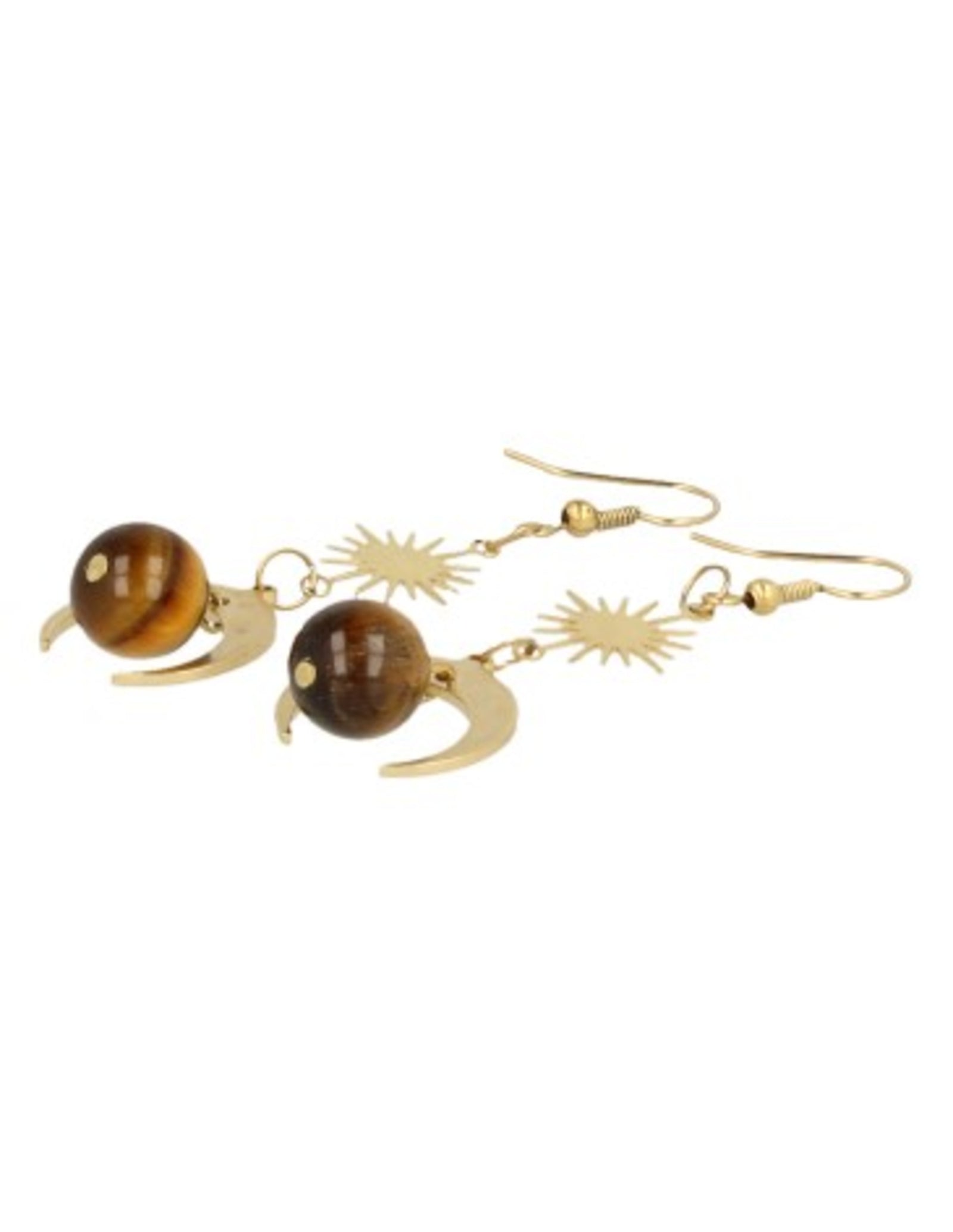 Tijgeroog oorbellen Star&Moon bol