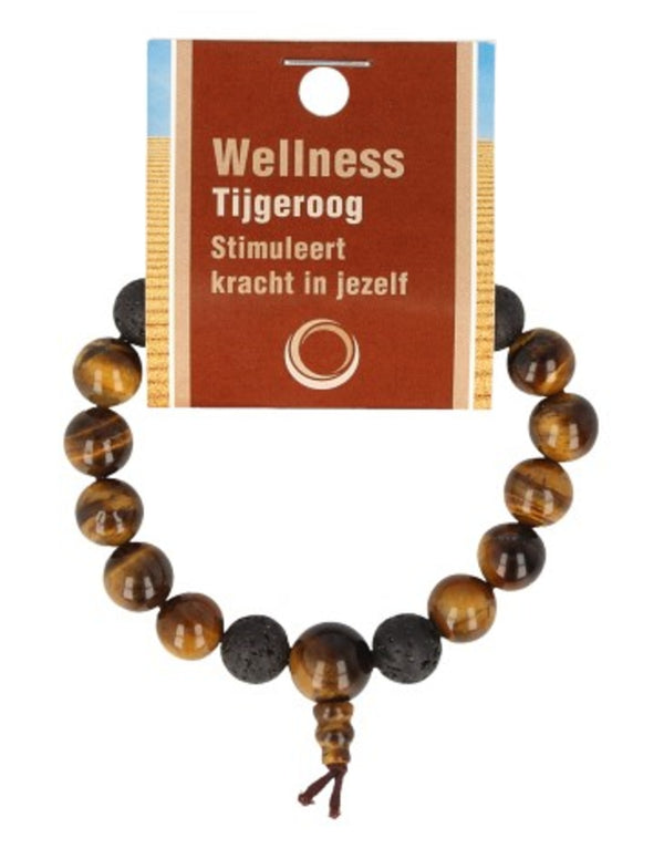 Tijgeroog powerbead mannen edelsteen armband 21 cm