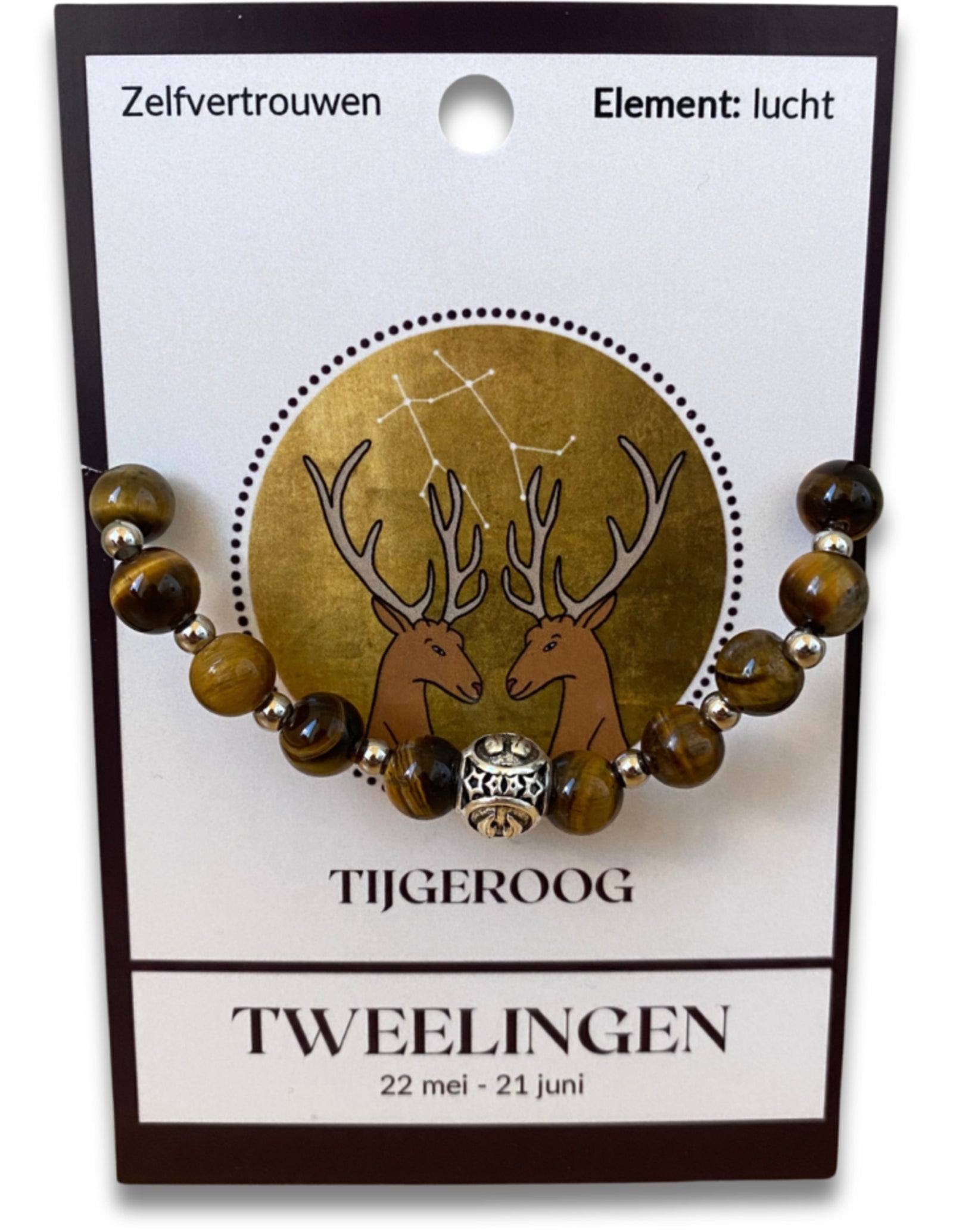 Tijgeroog sterrenbeeld armband - Tweelingen