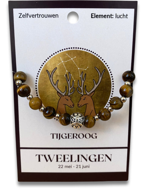 Tijgeroog sterrenbeeld edelsteen armband - Tweelingen