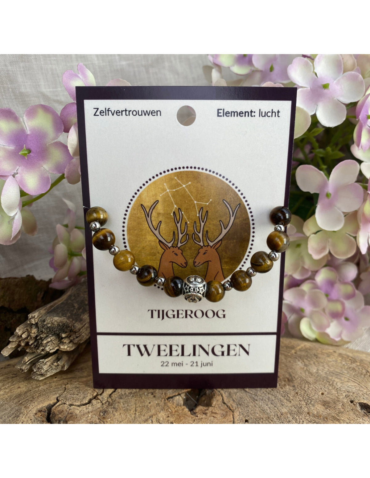 Tijgeroog sterrenbeeld armband - Tweelingen