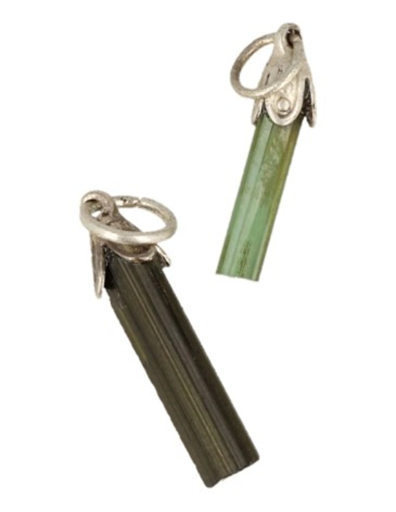 Toermalijn groen staafje edelsteen hanger