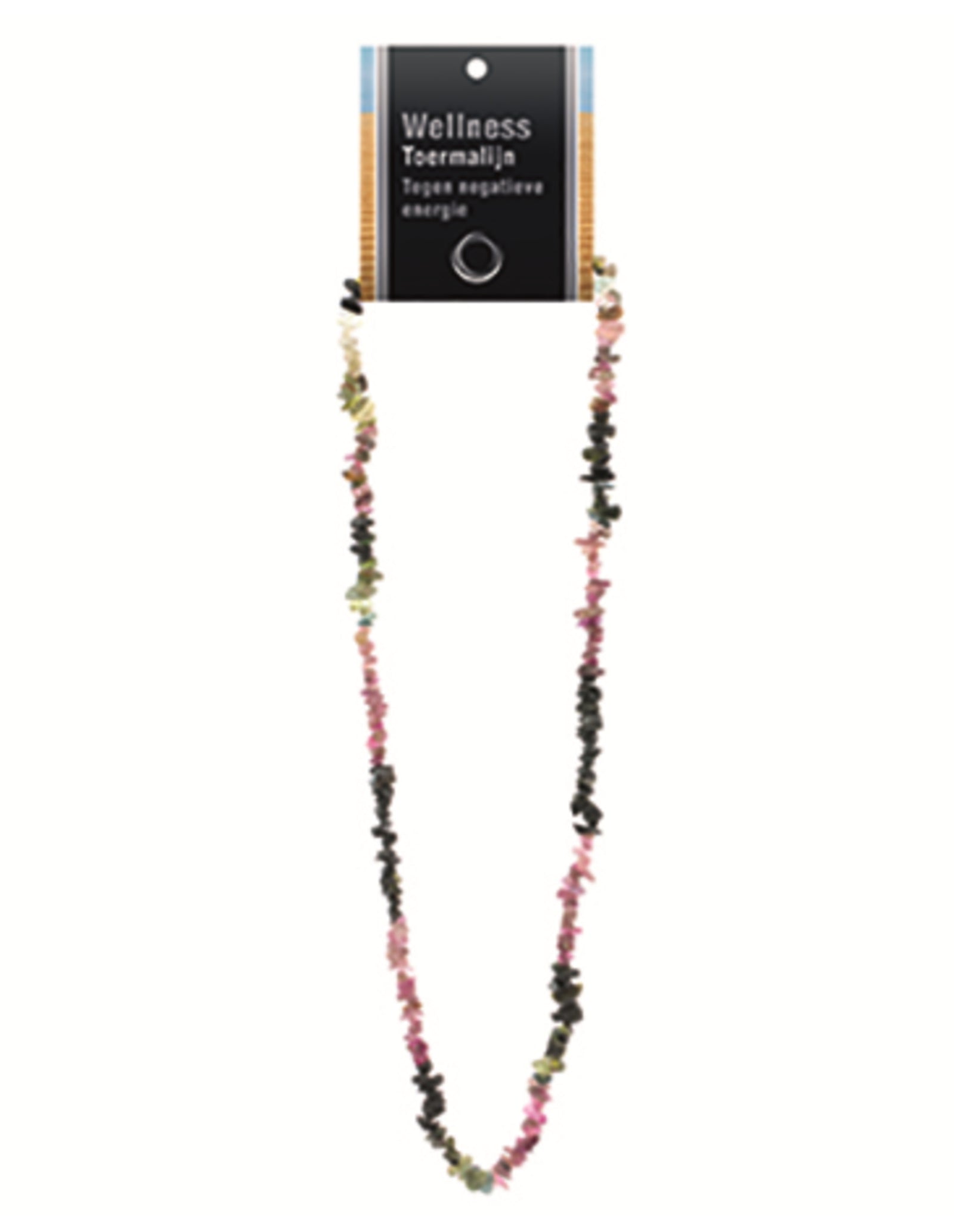 Toermalijn watermeloen splitketting + kaart (multi)