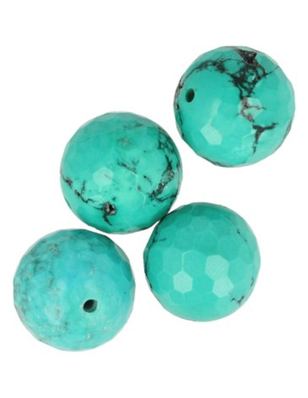 Turkoois edelsteen kralen facet 14 mm - 4 st. (gekleurd)