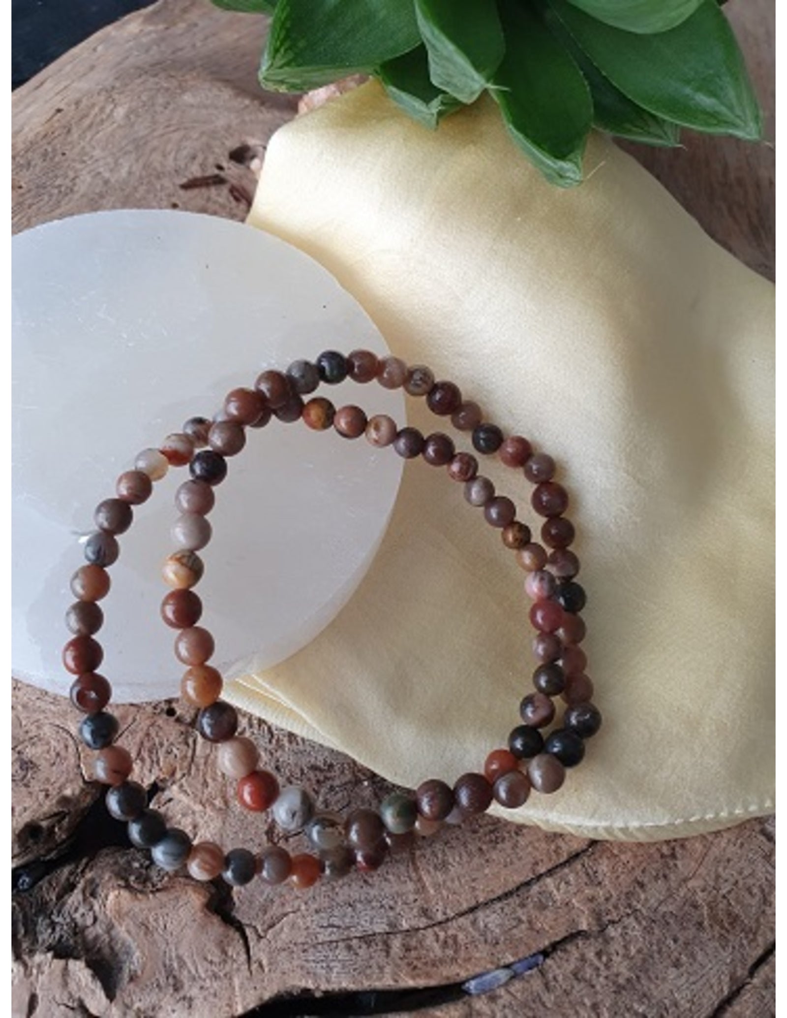 Versteend hout kralenarmband 4 mm